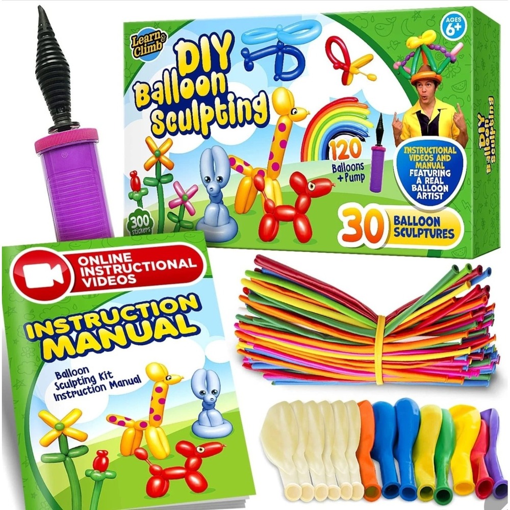 Beginners Balloon Sculpting Kit Makes 30+‎ Creatures Includes Pump